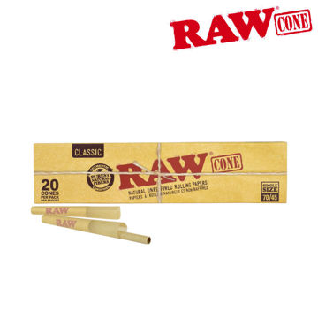 Picture of RAW CLASSIC NATURAL UNREFINED PRE-ROLLED CONES 70/45mm- PACK/20- BOX/12