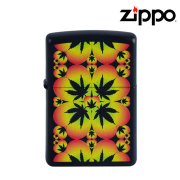 Picture of ZIPPO LIGHTER - BLACK CANNABIS PATTERN