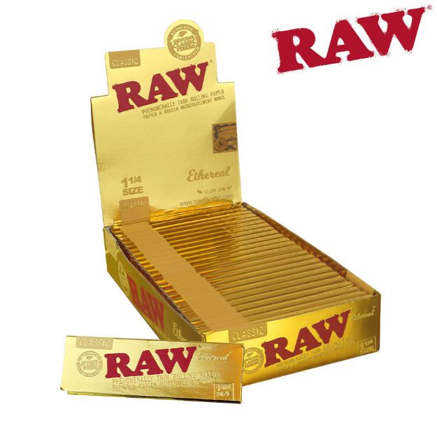 Picture of RAW CLASSIC ETHEREAL PHENOMENALLY THIN ROLLING PAPERS 1 1/4 SIZE, PACK/50, BOX/24
