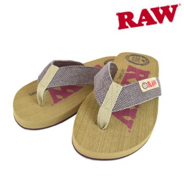Picture of RAW LADIES RED &amp; BROWN FLIP FLOP SANDAL w/IMPRINT SIZE 6, SOLD INDIVIDUALLY