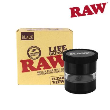 Picture of RAW 4 PIECE LIFE GRINDER BLACK w/CLEAR BOD